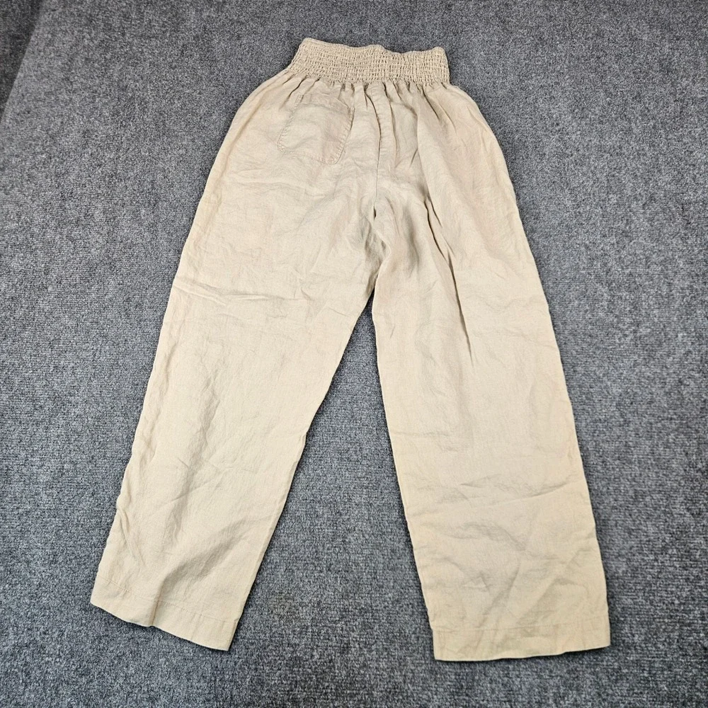 Quince 100% European Linen Maternity Pants Driftwood XS Smocked Waist MANGORS001
